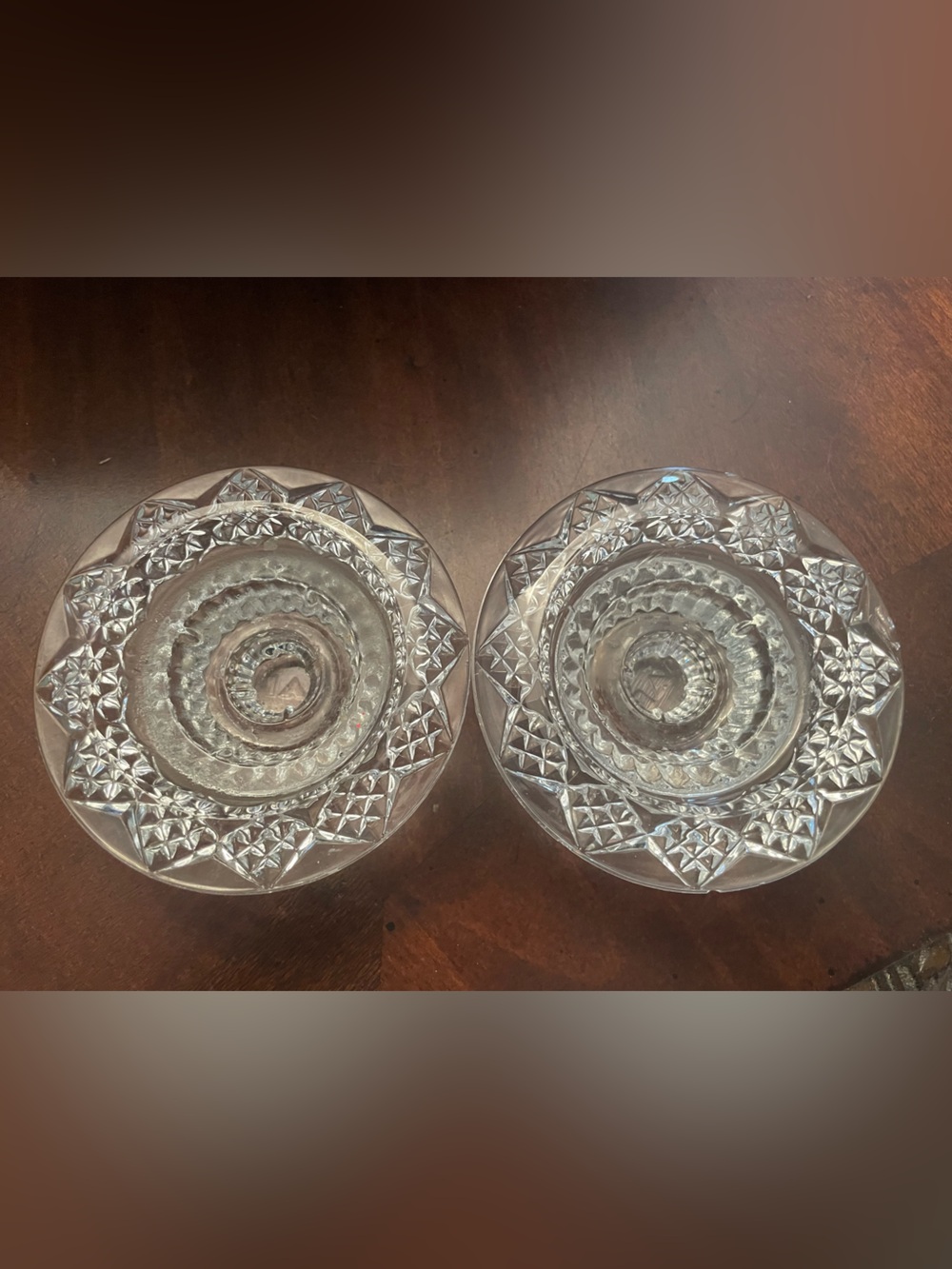 Clear Cut Crystal Candle Holder - pair